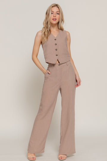 Women's Straight Leg Linen Effect Long Pants